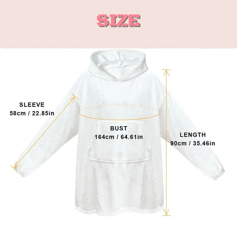 Custom Pocketed Hoodie Blanket | Personalized Oversized Wearable Blanket with Pet Photo | Cozy Snuggly Gift for Pet Lovers