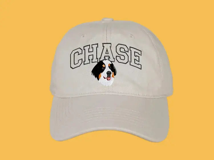 Custom Embroidered Cap – Pet Portrait and Name for Pet Lovers