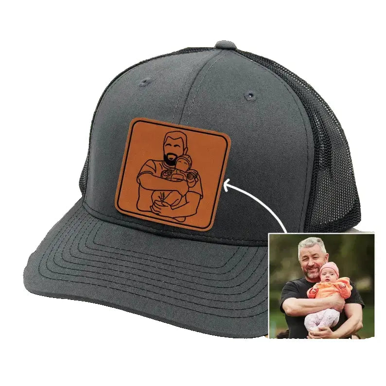 Personalized Trucker Hat for Dad | Custom Engraved Father’s Day Portrait Gift for Dads & Grandpas