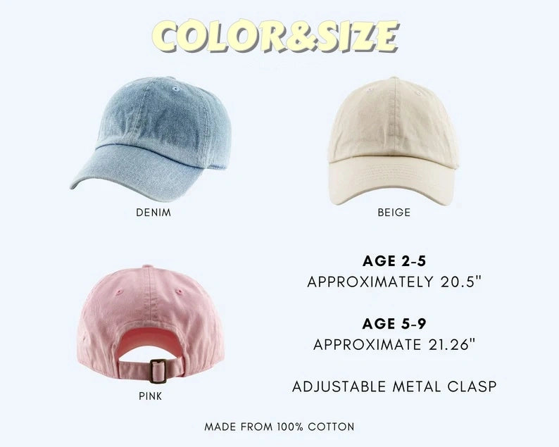 Personalized Kids Monogram Baseball Cap | Custom Cotton Hat