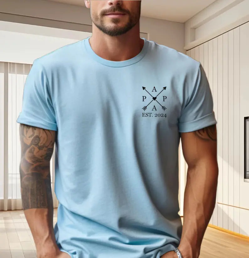 Custom Gifts for Dad | ‘Papas Edition’ Personalized T-Shirt | Child’s Name & Birth Year