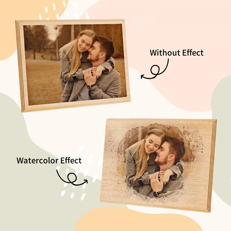 New Arrival: Custom Photo on Wood – Engraved Watercolor - Style Wall Art, a Heartfelt Decor for Home & Cherished Memories
