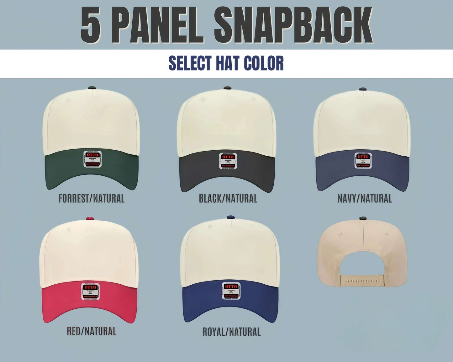 Upside Down Embroidery Hat | 5 Panel Two-Tone Snapback | Customize Your Trendy Personalized Baseball Cap for Any Occasion