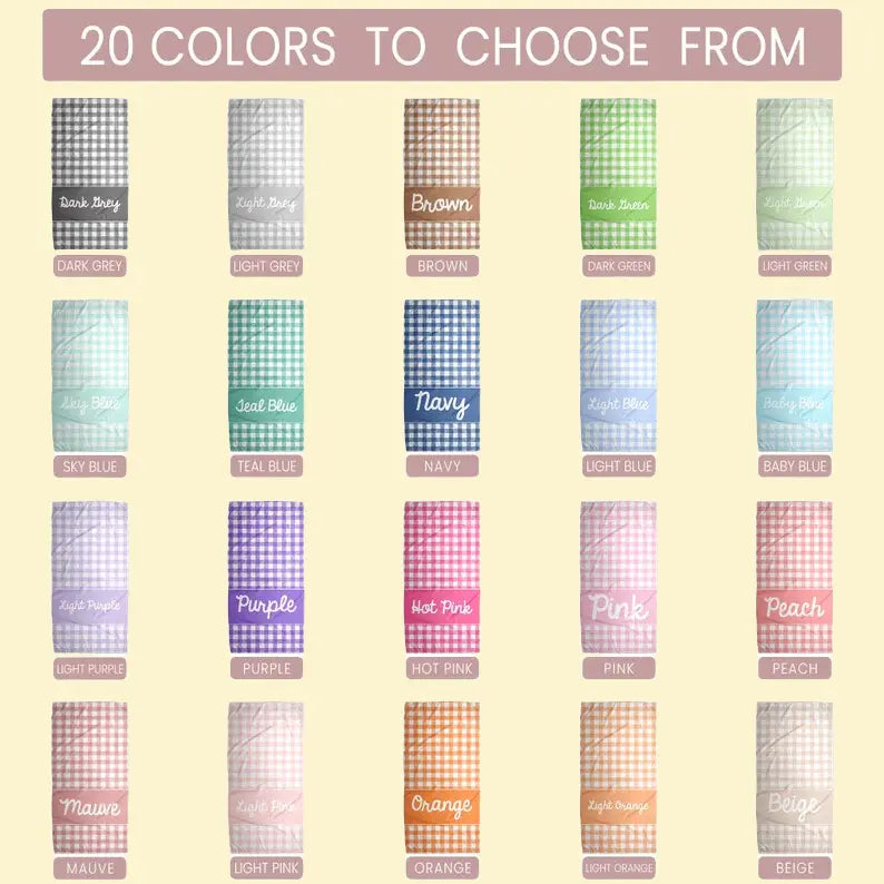 Personalized Gingham Beach Towel for Kids | Custom Name Embroidered