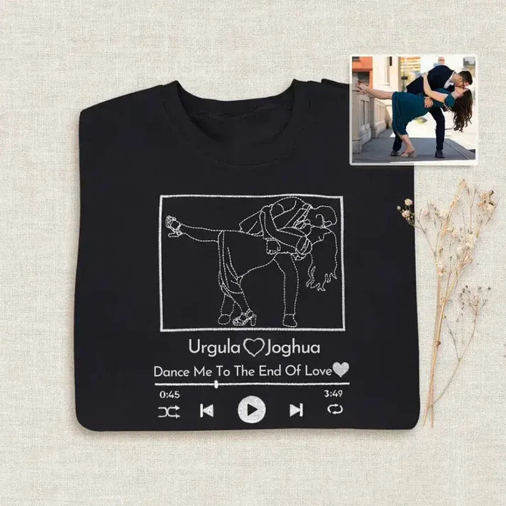 Custom Portrait Sweatshirt with Song | Personalized Embroidered Apparel