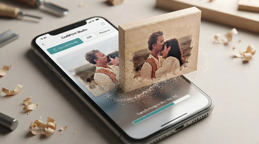 Turning phone photo into custom wood art.