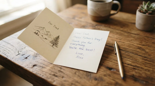 Handwritten Father's Day card with heartfelt message.