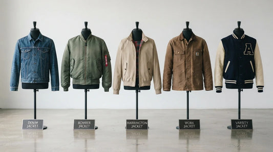 Five classic jacket types compared side by side.