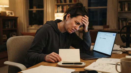 Struggling to write heartfelt message to mom.