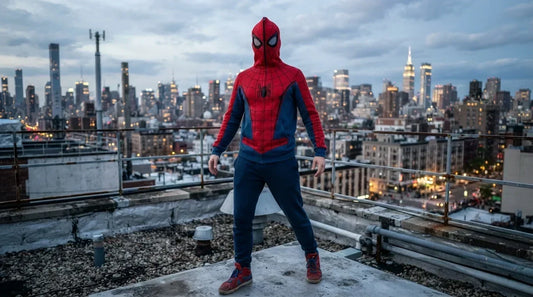 Spiderman full-zip hoodie with mesh eye mask feature.