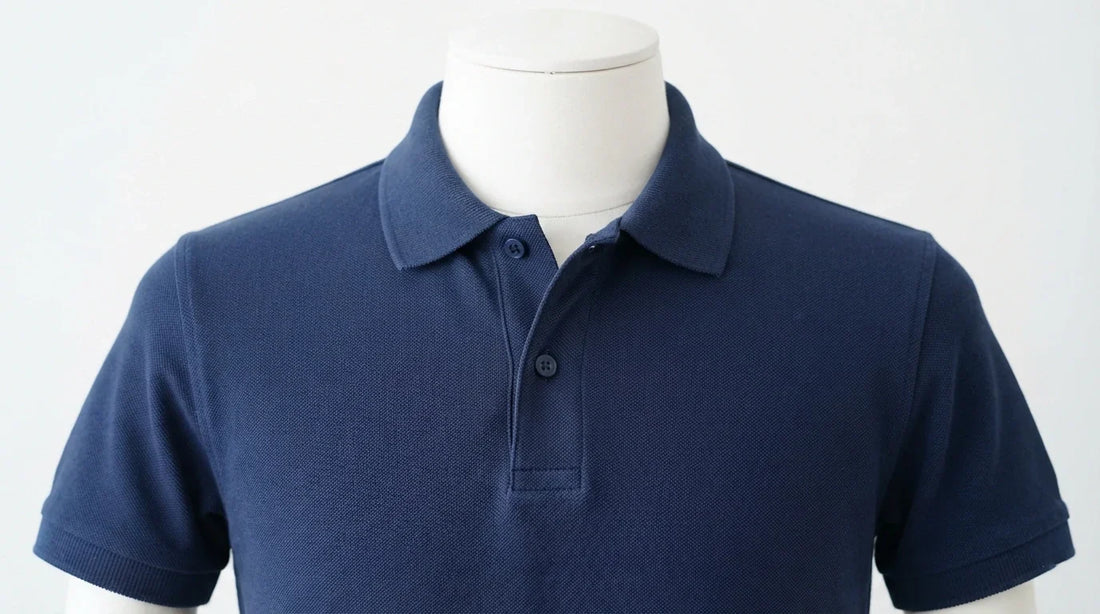 Classic polo shirt with piqué texture and ribbed details.