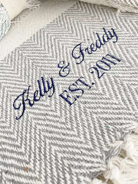 Custom Monogram - Embroidered Throw Blankets for Adults: Great Anniversary Gift for Couples