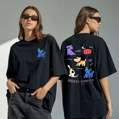 New Arrivals Heavy Embroidery 1.6 Million Stitches - Luminous Colorful Dog 99.99% Long-Staple Cotton 280g Soft Versatile T-Shirt