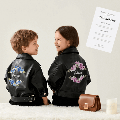 New Arrival children's clothing PU Leather Jacket for Kids with Customizable Unisex design