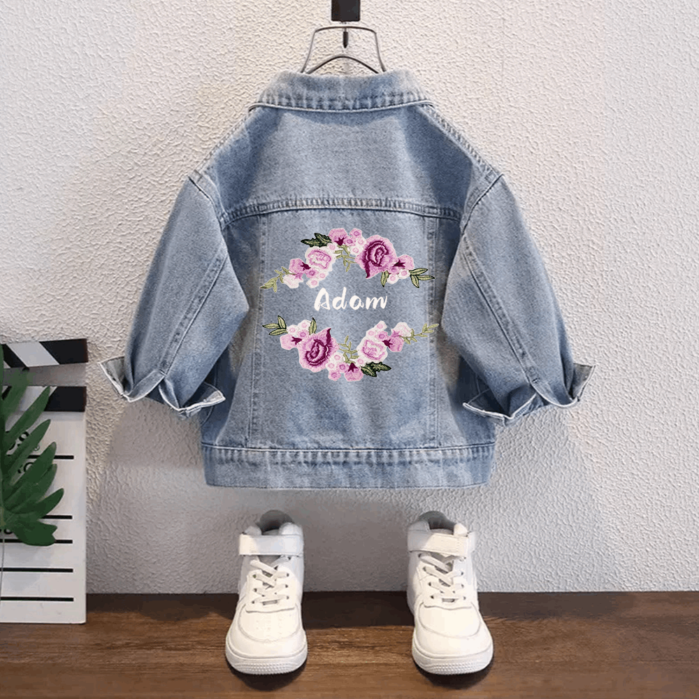 New Arrivals Vintage Children's Clothing washed denim jacket with customizable embroidery