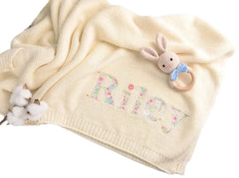 Custom Embroidered Baby Blanket - Soft Cotton Name Blanket