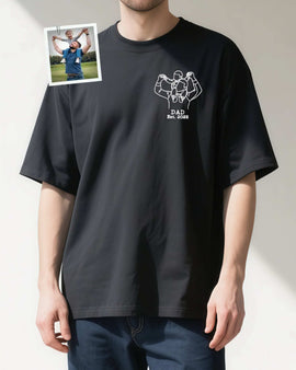 Custom Embroidered Dad & Kid Outline T-Shirt | New Dad Gift Est. 2025
