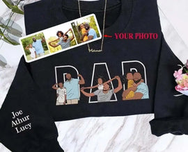 Custom Embroidered Dad Hoodie with Kid Portrait | Personalized Father’s Day Sweatshirt | Custom Photo Gift for Dad