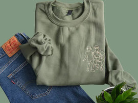 Father's Day Embroidered Photo Portrait Sweatshirt | Customized Portrait Gift for Dad | Happy Father's Day Keepsake