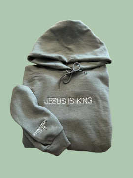 Jesus is King Embroidered Hoodie - Personalized Christian Faith Sweatshirt for Men & Women