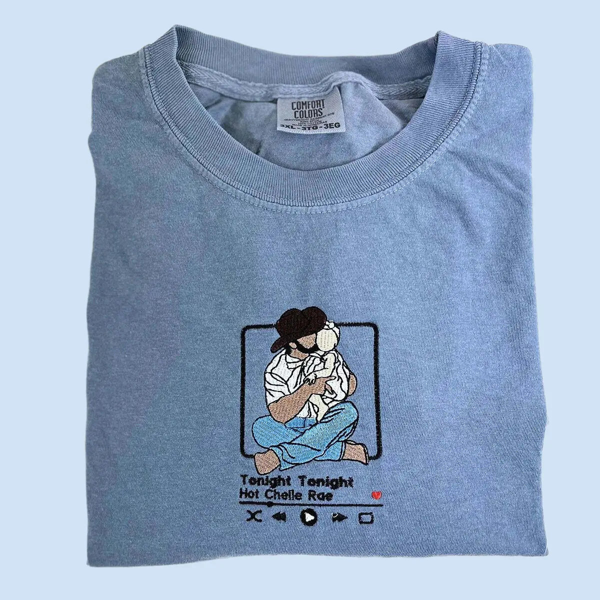 Personalized Dad T-Shirt | Father's Day Gift with Embroidered Photo Portrait | New Dad Sweatshirt & Hoodie Options