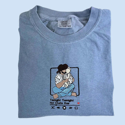 Personalized Dad T-Shirt | Father's Day Gift with Embroidered Photo Portrait | New Dad Sweatshirt & Hoodie Options