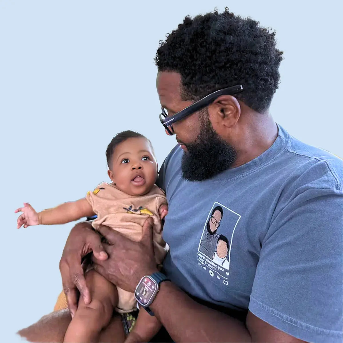 Personalized Dad T-Shirt | Father's Day Gift with Embroidered Photo Portrait | New Dad Sweatshirt & Hoodie Options