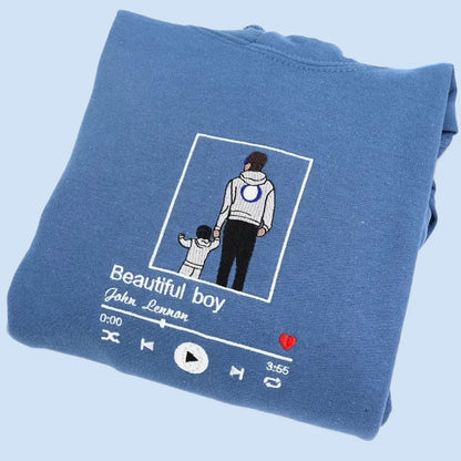 Personalized Dad T-Shirt | Father's Day Gift with Embroidered Photo Portrait | New Dad Sweatshirt & Hoodie Options