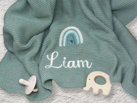 Embroidered Baby Name Blanket | Heirloom-Quality Personalized Gift for Birth & Beyond