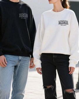 Personalized Dad Sweatshirt & Mama Hoodie | Kids' Names Embroidered | Matching Mom and Dad Sweatshirts