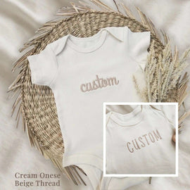 Personalized Embroidered Baby Girl Onesie | Custom Natural Baby Name Onesies | Unique Unisex Baby Clothes