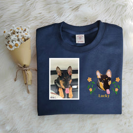 Unique Doggy Designs: Custom Embroidered Apparel（with yellow florets） - Tiuous