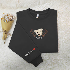 Adorable Doggy Embroidered Hoodie - Customizable and Cute - Tiuous