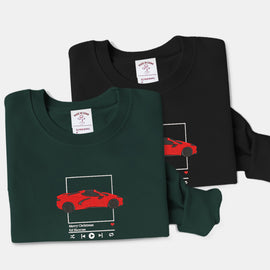 Customized car and music player pattern embroidered sweatshirt - Tiuous