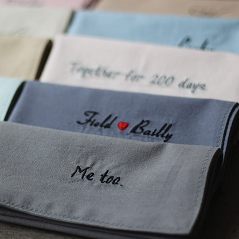 Customized embroidered text handkerchief - Tiuous