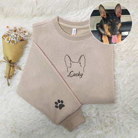 Customized embroidered sweatshirts with puppy pattern, simple lines, full of love - Tiuous
