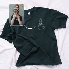 Personalized Father's Day Gift | Custom Embroidered T-Shirt/Sweatshirt with Photo Line