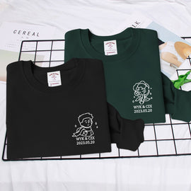 Customized Prince and Rose Embroidered Couple Sweatshirt - Tiuous