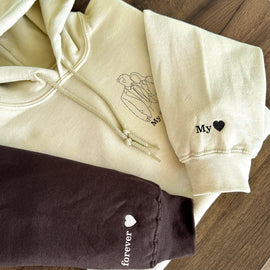 Custom Embroidered Couple Sweatshirts: Personalized Photo & Text, 15+ Colors