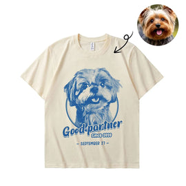 New Arrival | Custom Pet Portrait T - Shirt with Personalized Date, Unique Dog - Themed Tee for Pet Lovers