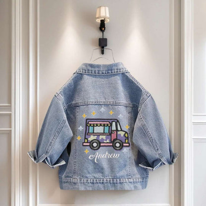 New Arrivals Vintage Children's Clothing washed denim jacket with customizable embroidery