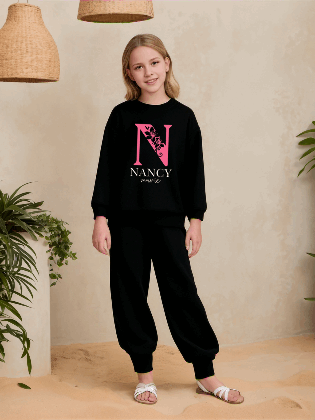 New Arrival Children's Clothing Sweatshirt and sweatpants with customizable ，Heavyweight Cotton for Kid,