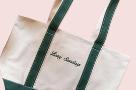 Personalized Canvas Tote Bag with Custom Text | Embroidery Gift for Her – Stylish School Bag, Beach Tote, or Daily Companion