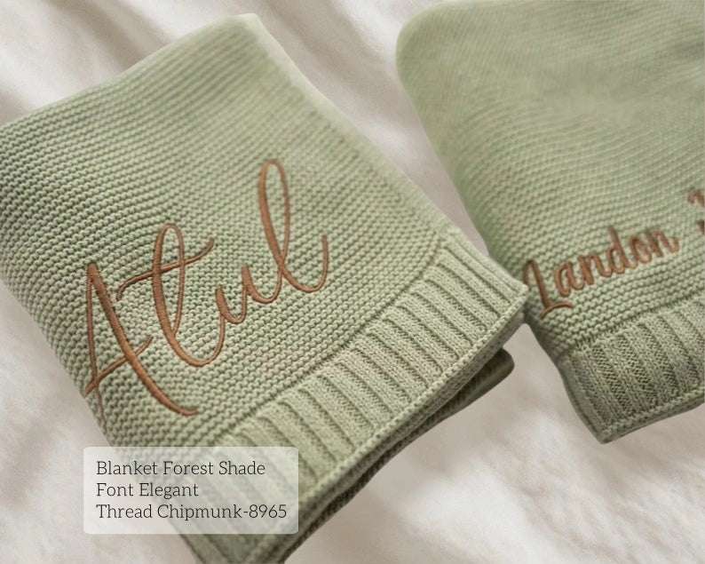 Personalized Knit Baby Blanket | Monogrammed Embroidery Baby Shower Gift | Cozy Stroller Blanket | Newborn Keepsake with Free Duties