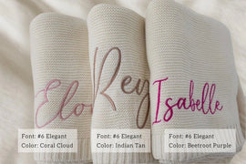 Personalized Knit Baby Blanket | Monogrammed Embroidery Baby Shower Gift | Cozy Stroller Blanket | Newborn Keepsake with Free Duties