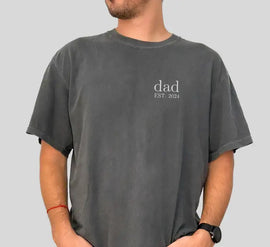 Minimalist Baby Reveal Custom Embroidered Crewneck for New Dads – Personalized Year + Father's Day Gift