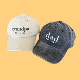 Custom Embroidered Vintage Baseball Hat | Grandpa Cap with Date | New Dad & Christmas Gift