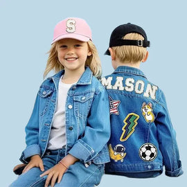 Custom Kids Denim Jacket with Name |  Toddler Outerwear for Girls & Boys
