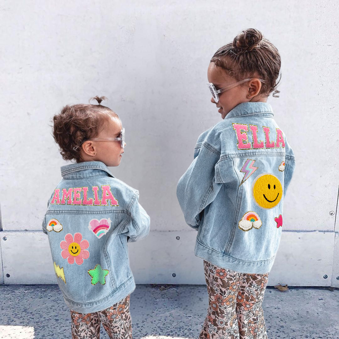 Custom Kids Denim Jacket with Name |  Toddler Outerwear for Girls & Boys