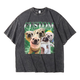 Custom Pet Photo Printed Vintage T-shirts, Gifts for Pet Lovers, Families